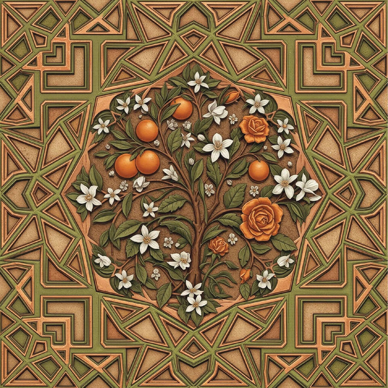 Andalusian Courtyard Wallpaper – Storyteller’s Garden Collection | Carta Noor - Carta Noor