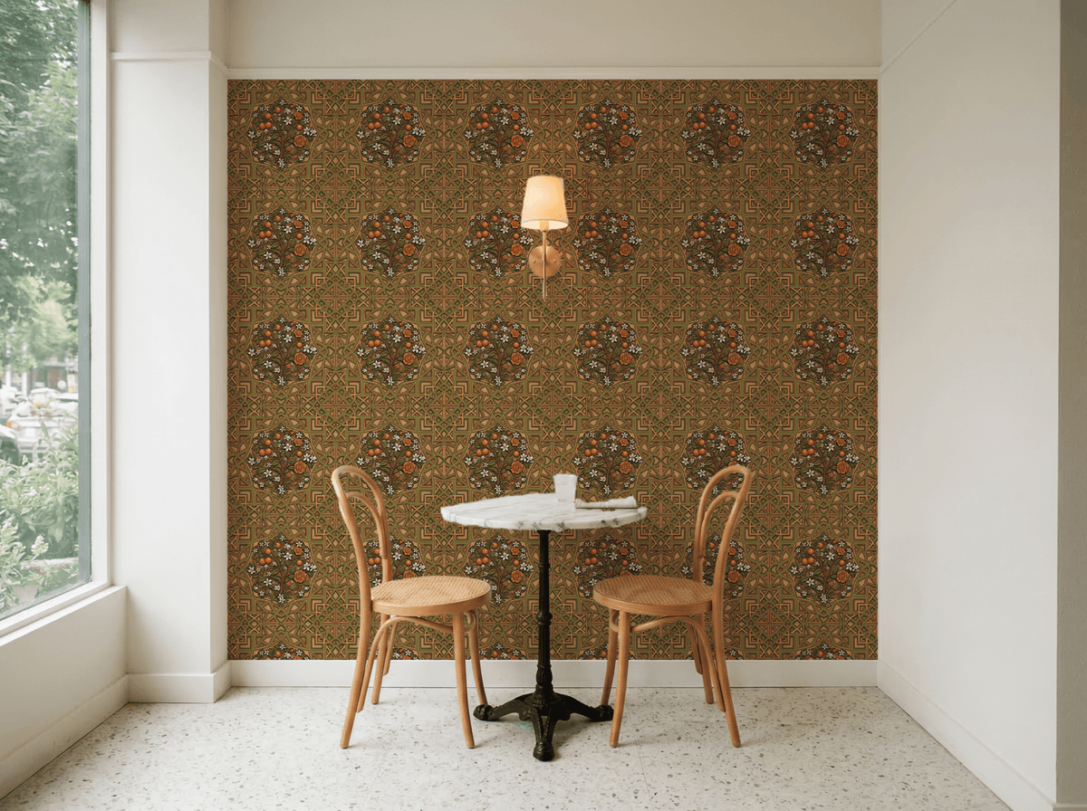 Andalusian Courtyard Wallpaper – Storyteller’s Garden Collection | Carta Noor - Carta Noor