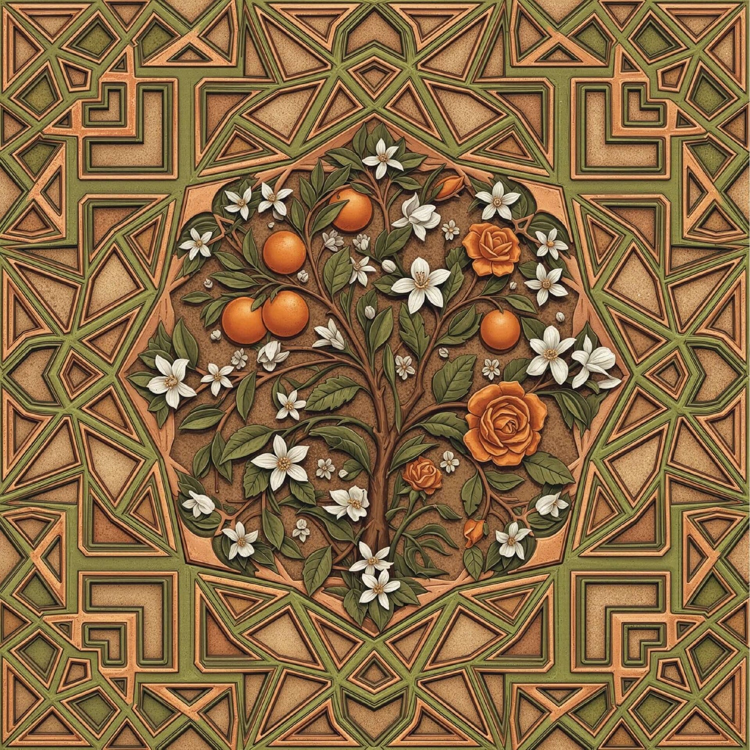 Andalusian Courtyard Wallpaper – Storyteller’s Garden Collection | Carta Noor - Carta Noor