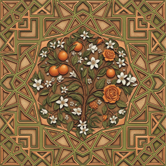 Andalusian Courtyard Wallpaper – Storyteller’s Garden Collection | Carta Noor - Carta Noor