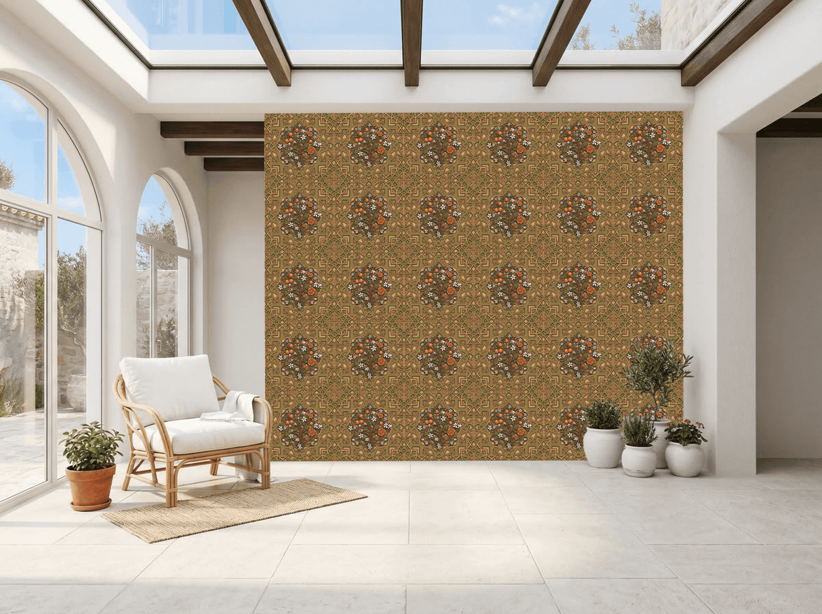 Andalusian Courtyard Wallpaper – Storyteller’s Garden Collection | Carta Noor - Carta Noor