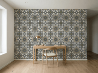 Geometric Heritage Luxe Wallpaper – Prussian Blue & Aged Gold | Carta Noor - Carta Noor