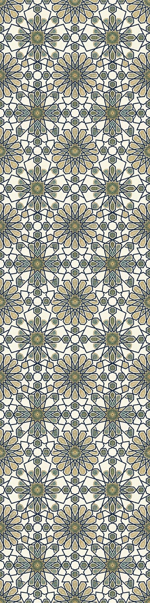 Geometric Heritage Luxe Wallpaper – Prussian Blue & Aged Gold | Carta Noor - Carta Noor