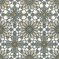 Geometric Heritage Luxe Wallpaper – Prussian Blue & Aged Gold | Carta Noor - Carta Noor