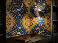 Tapete Das Lapis-Frontispiz in der Ecke einer Bibliothek