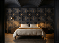 Midnight Medina Black and Gold Islamic Geometric Wallpaper - Carta Noor