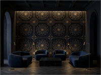 Midnight Medina Black and Gold Islamic Geometric Wallpaper - Carta Noor