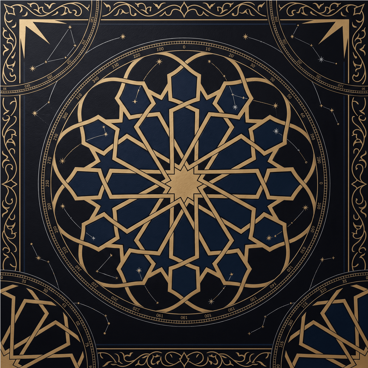 Midnight Medina Black and Gold Islamic Geometric Wallpaper - Carta Noor