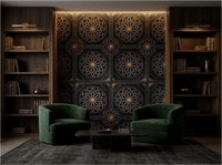 Midnight Medina Black and Gold Islamic Geometric Wallpaper - Carta Noor