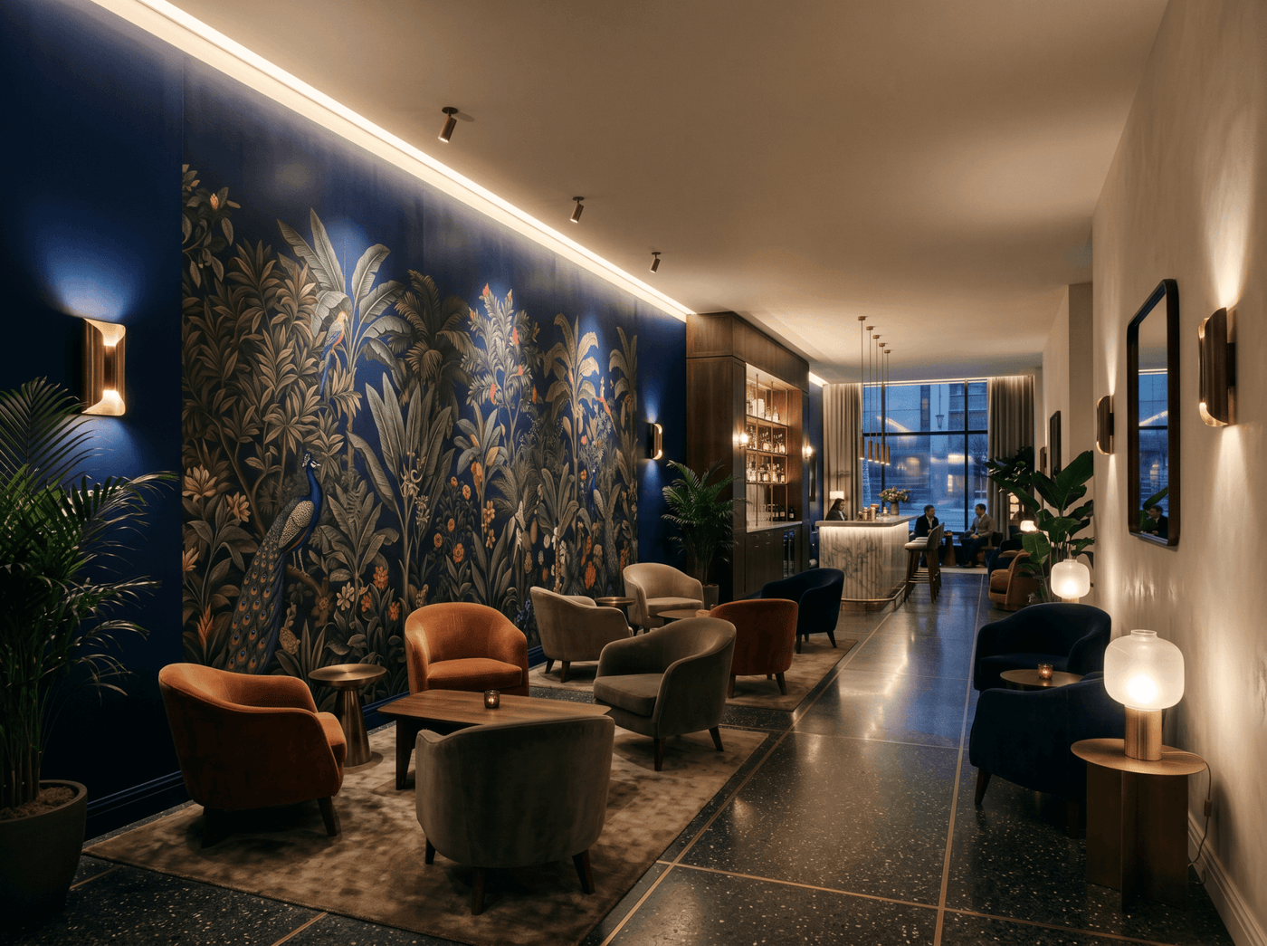 Mughal Jungle luxury wallpaper — exotic botanical motifs drawn from Mughal garden painting tradition, printed to order in the EU