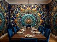 Detail of Ottoman Dome wallpaper showing radial interlace pattern — geometric tile design drawn from Ottoman architectural sources