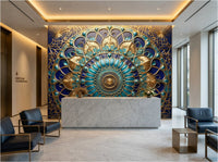 Detail of Ottoman Dome wallpaper showing radial interlace pattern — geometric tile design drawn from Ottoman architectural sources