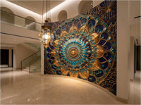 Detail of Ottoman Dome wallpaper showing radial interlace pattern — geometric tile design drawn from Ottoman architectural sources