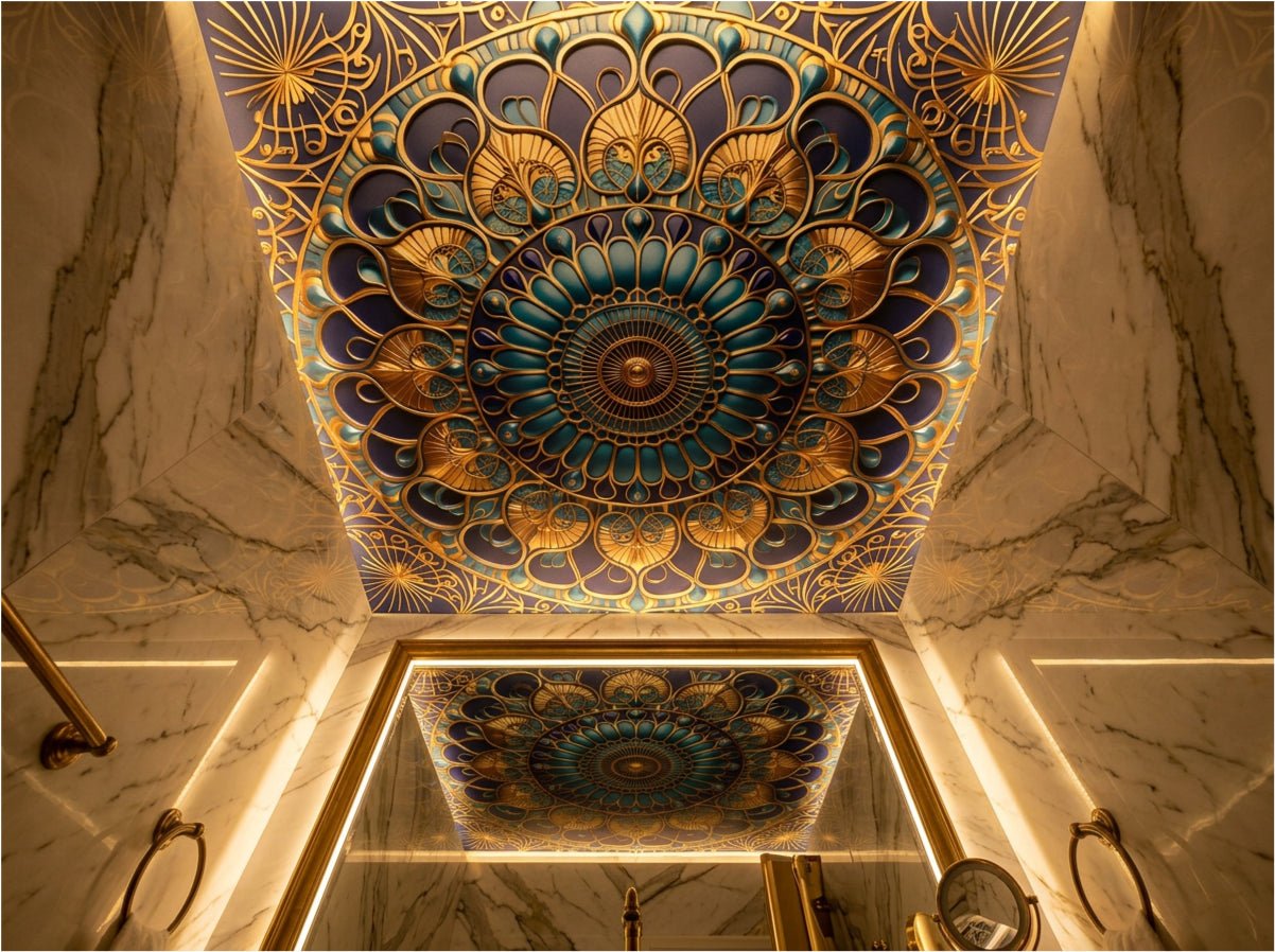 Ottoman Dome radial geometric wallcovering — concentric dome geometry inspired by Istanbul mosque architecture, EU printed on premium non-woven