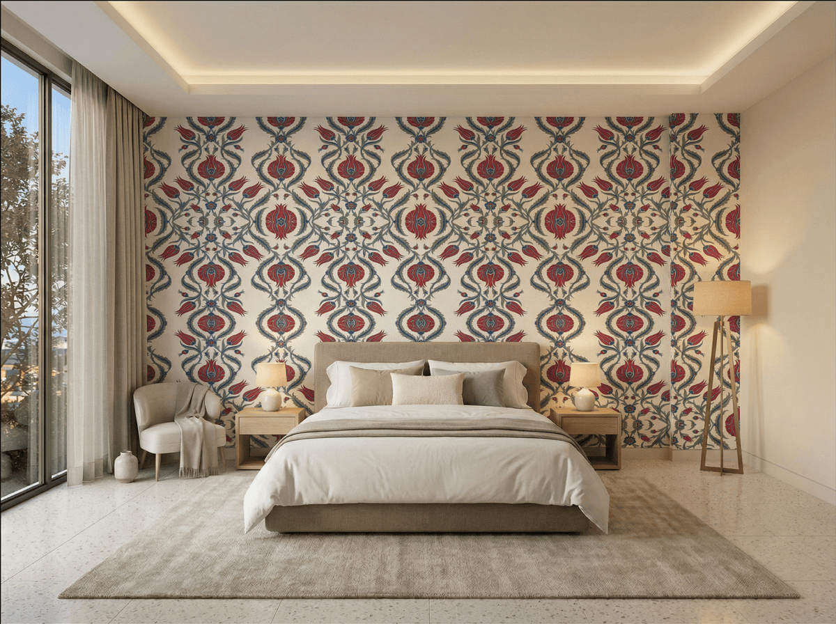 Ottoman Tulip Cascade Floral Luxury Wallpaper | Carta Noor - Carta Noor