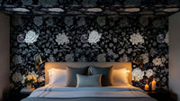 Qamar Garden — Midnight Botanical Wallpaper Mural - Carta Noor