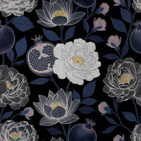 Qamar Garden — Midnight Botanical Wallpaper Mural - Carta Noor