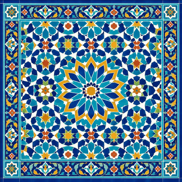 Samarkand Blue — Timurid Tile Mosaic Mural - Carta Noor