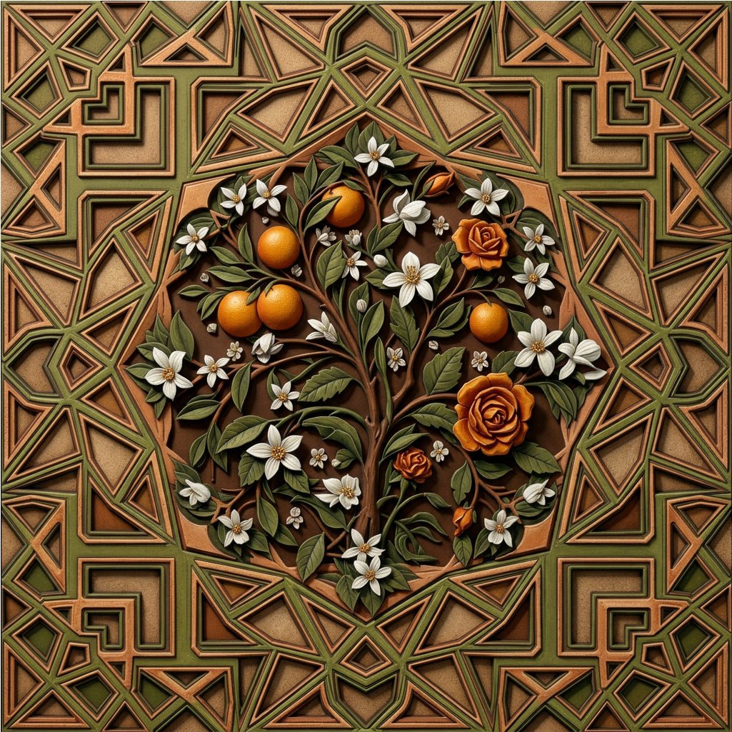 The Andalusian Courtyard — Mediterranean Botanical Mural | Carta Noor - Carta Noor