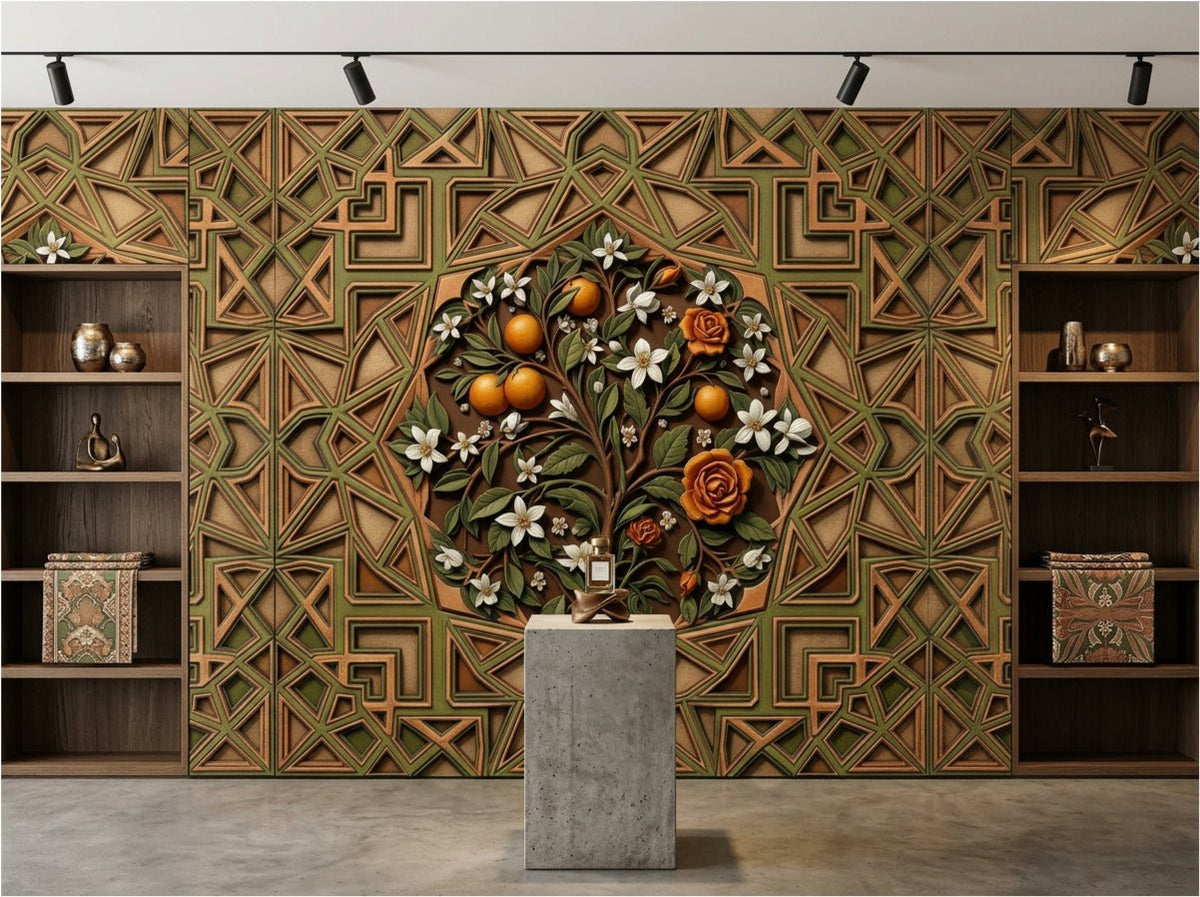 The Andalusian Courtyard — Mediterranean Botanical Mural | Carta Noor - Carta Noor