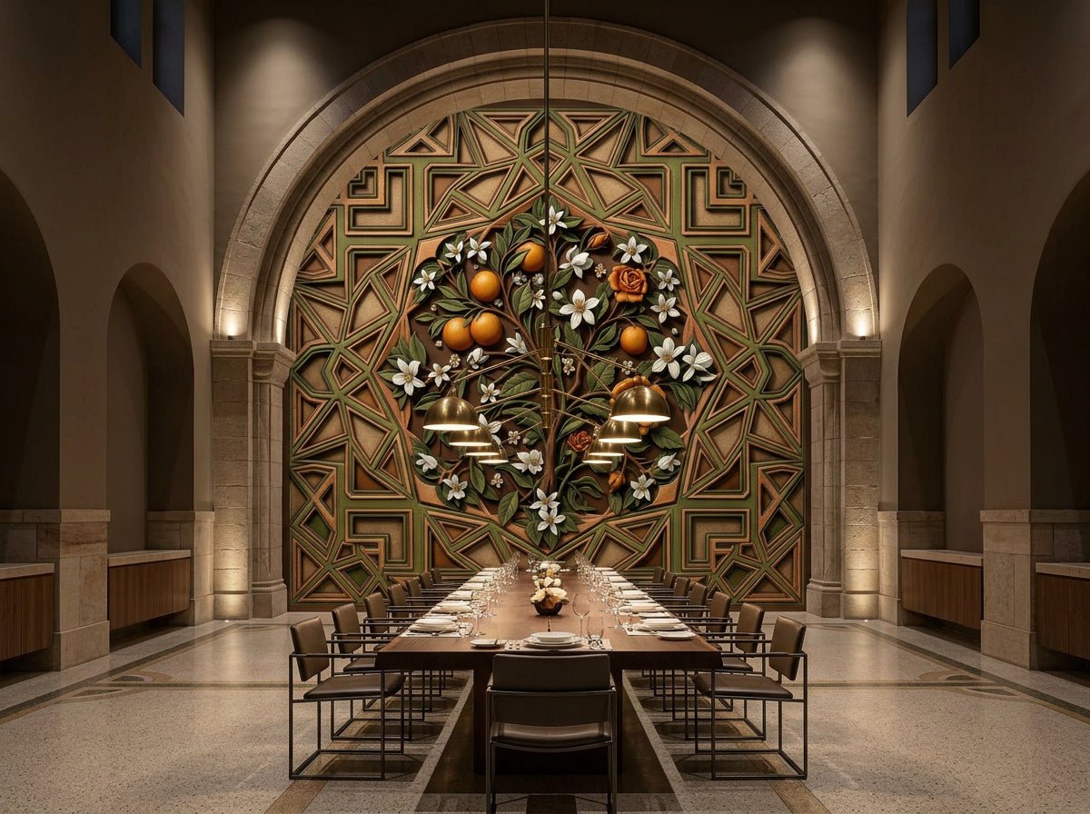 The Andalusian Courtyard — Mediterranean Botanical Mural | Carta Noor - Carta Noor