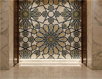 The Geometric Heritage Luxe — Prussian Blue and Gold Mural - Carta Noor