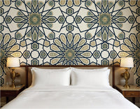 The Geometric Heritage Luxe — Prussian Blue and Gold Mural - Carta Noor