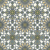 The Geometric Heritage Luxe — Prussian Blue and Gold Mural - Carta Noor