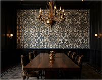 The Geometric Heritage Luxe — Prussian Blue and Gold Mural - Carta Noor