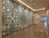 The Geometric Heritage Luxe — Prussian Blue and Gold Mural - Carta Noor