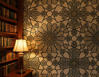 The Geometric Heritage Luxe — Prussian Blue and Gold Mural - Carta Noor