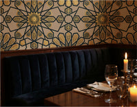 The Geometric Heritage Luxe — Prussian Blue and Gold Mural - Carta Noor