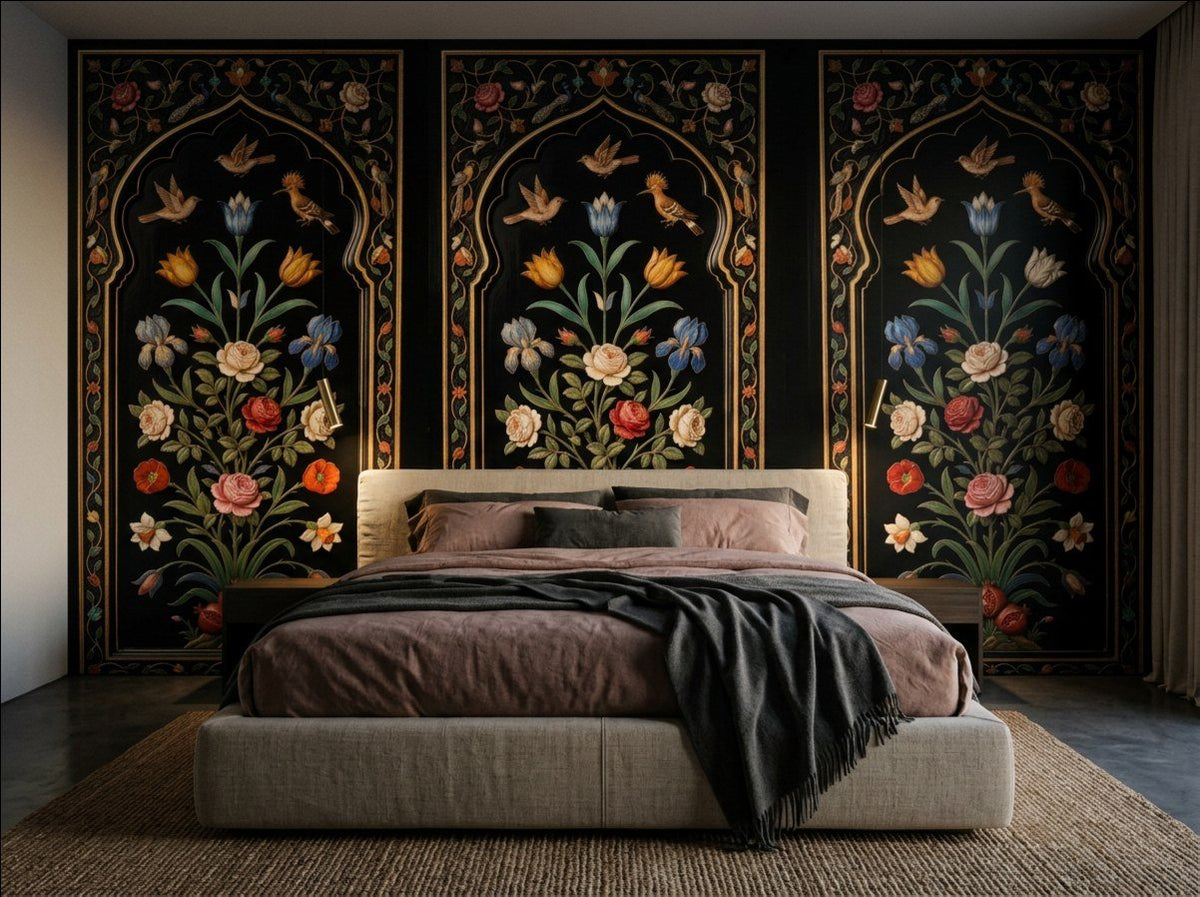 The Inlaid Garden — Mughal Pietra Dura Arch Wallpaper - Carta Noor