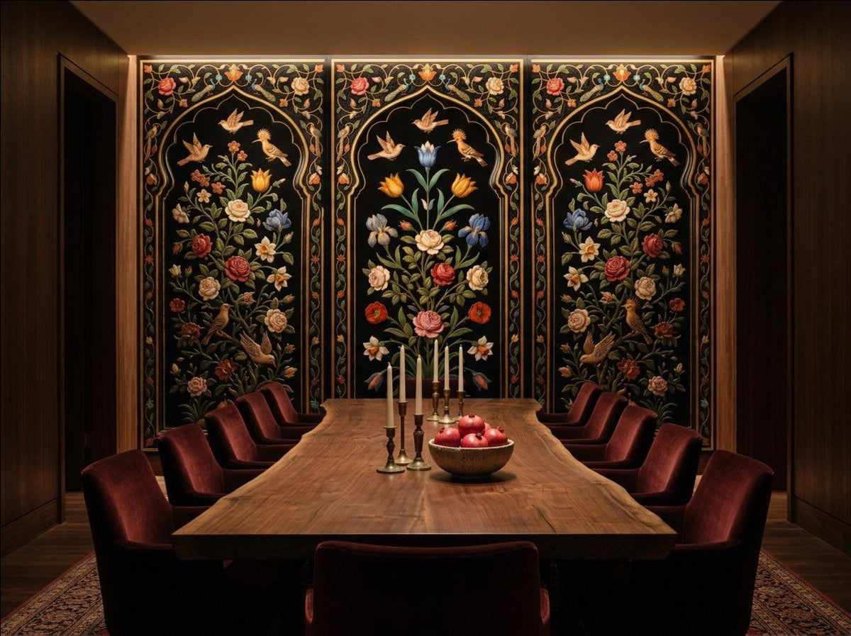 The Inlaid Garden — Mughal Pietra Dura Arch Wallpaper - Carta Noor
