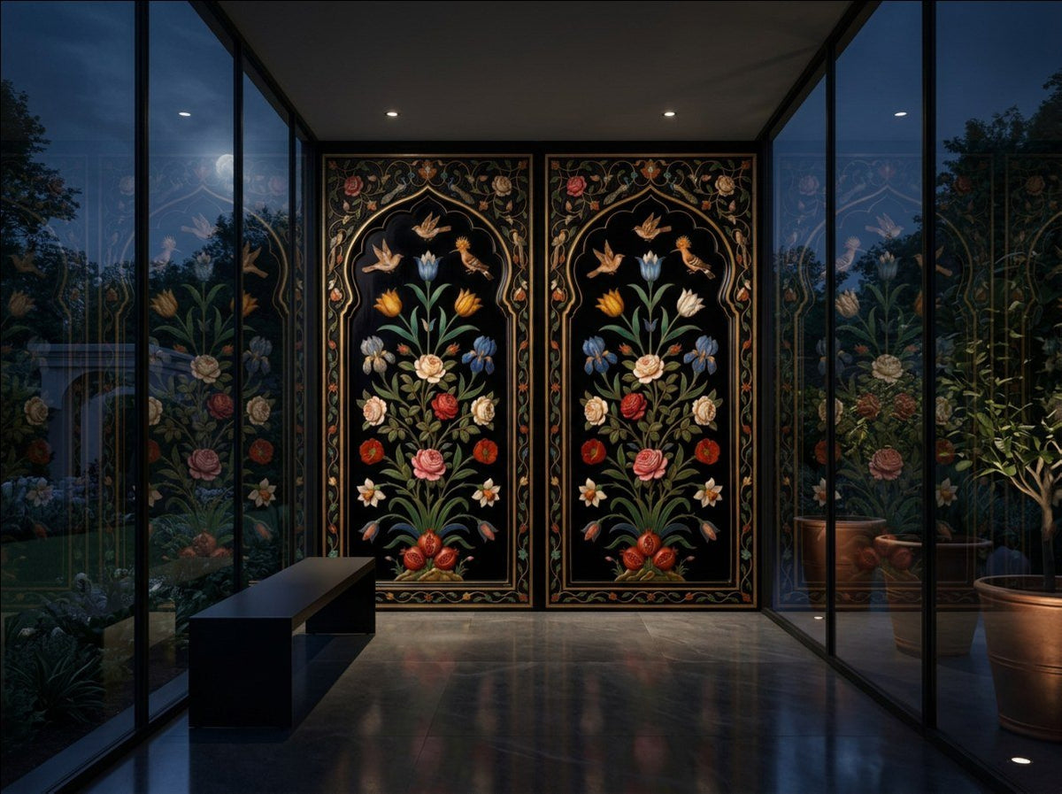 The Inlaid Garden — Mughal Pietra Dura Arch Wallpaper - Carta Noor