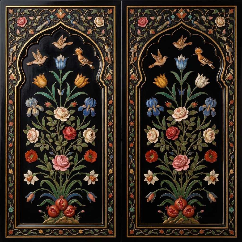 The Inlaid Garden — Mughal Pietra Dura Arch Wallpaper - Carta Noor