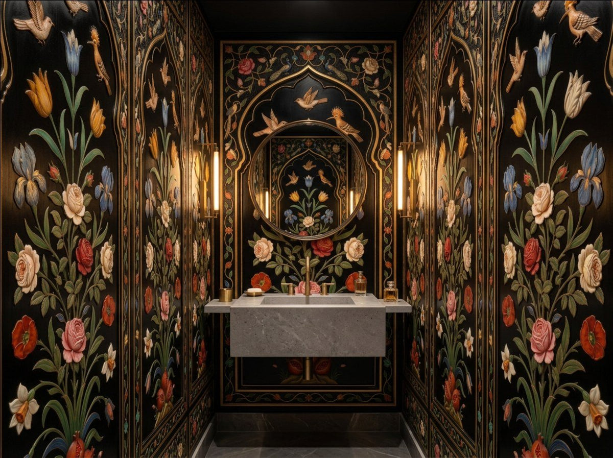 The Inlaid Garden — Mughal Pietra Dura Arch Wallpaper - Carta Noor