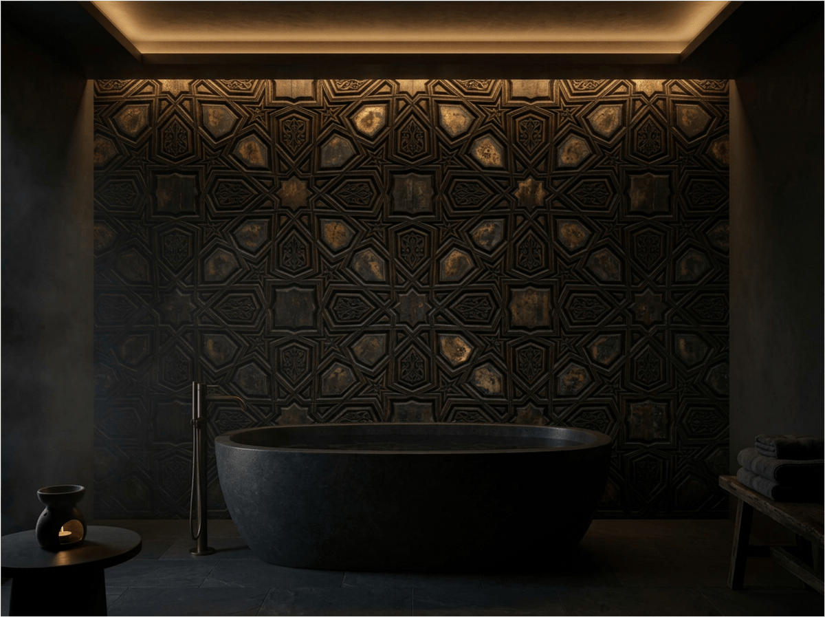 The Mamluk Shadow - Carved Geometric Mural - Carta Noor