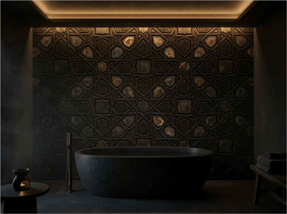 The Mamluk Shadow - Carved Geometric Mural - Carta Noor