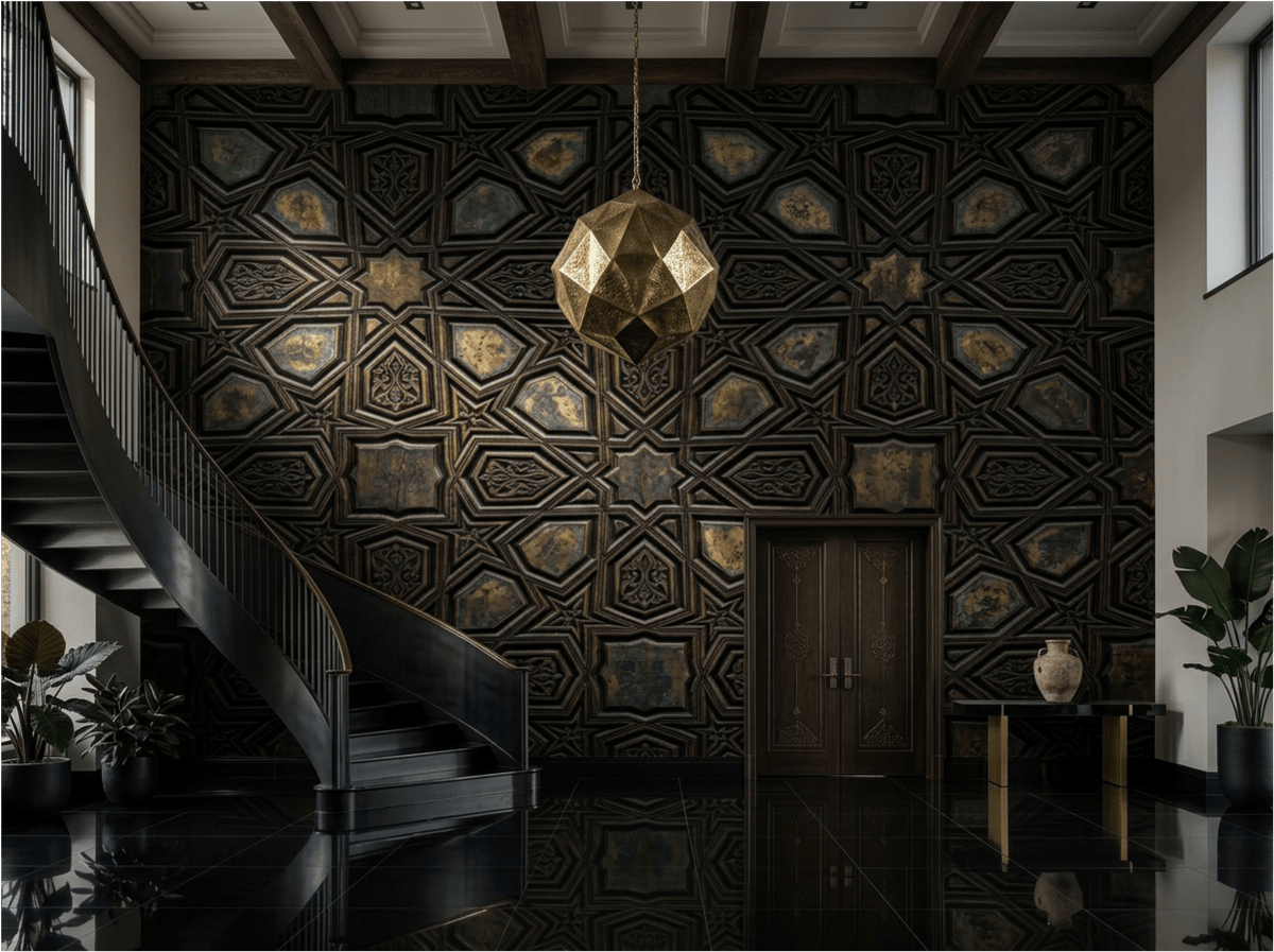 The Mamluk Shadow - Carved Geometric Mural - Carta Noor