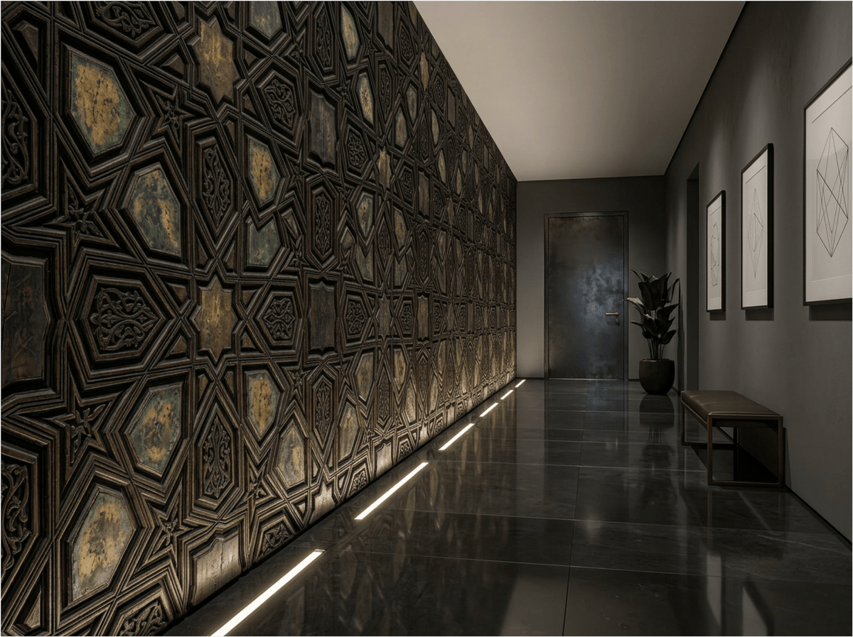 The Mamluk Shadow - Carved Geometric Mural - Carta Noor
