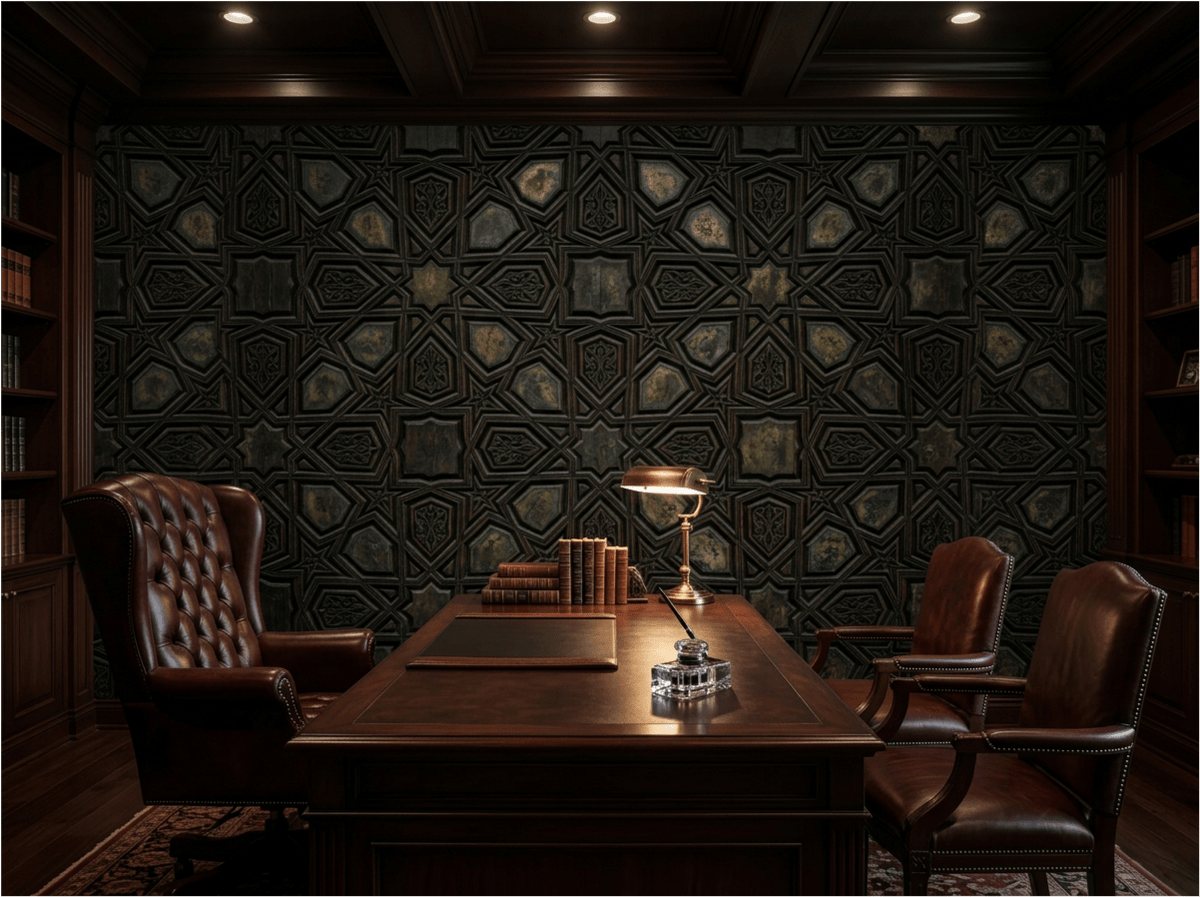The Mamluk Shadow - Carved Geometric Mural - Carta Noor
